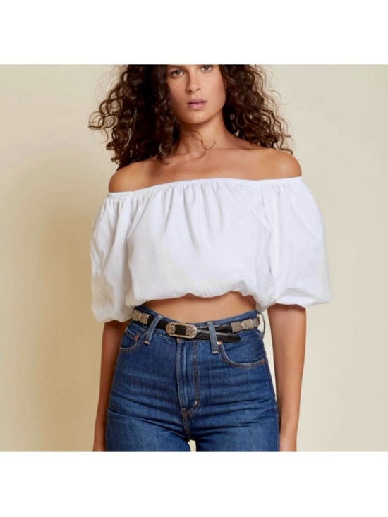 Nation LTD Tops - Nation LTD white sonali bubble hem crop top small